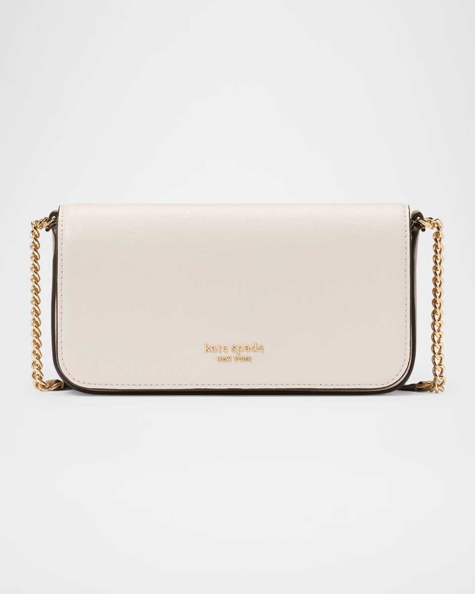 devin colorblock flap leather wallet on chain